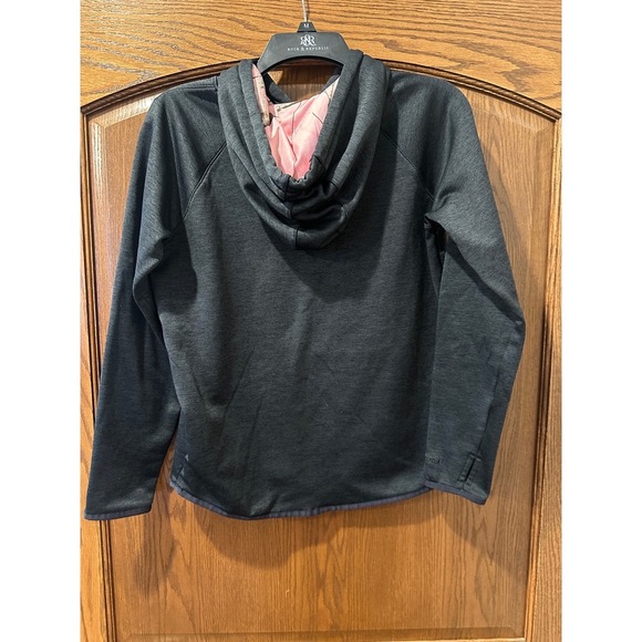 Under Armour Women's Hoodie Gray Pullover Thumb Holes Camo Logo Small - Picture 5 of 6